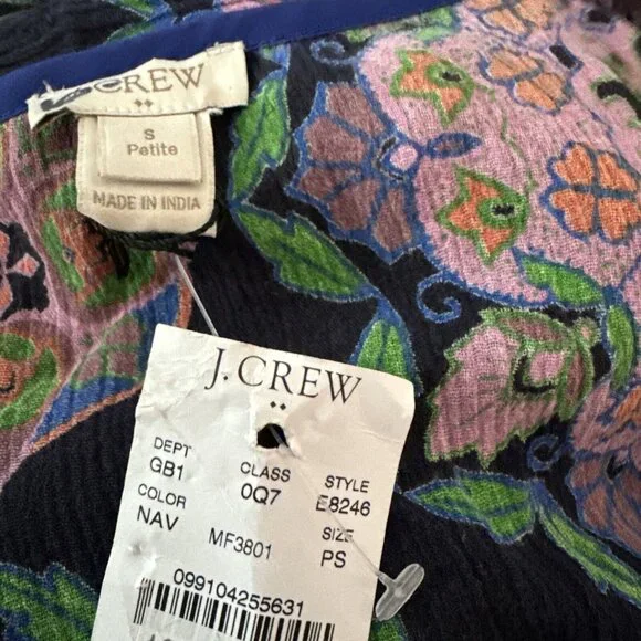 J.Crew Tunic S Petite Mandala‎ 3/4 Sleeve Pullover V-neck Floral Top Swim Cover - Picture 3 of 5